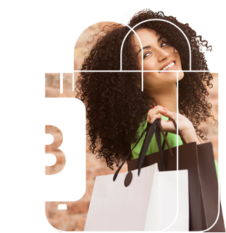 Foto de uma mulher com uma sacola de compras